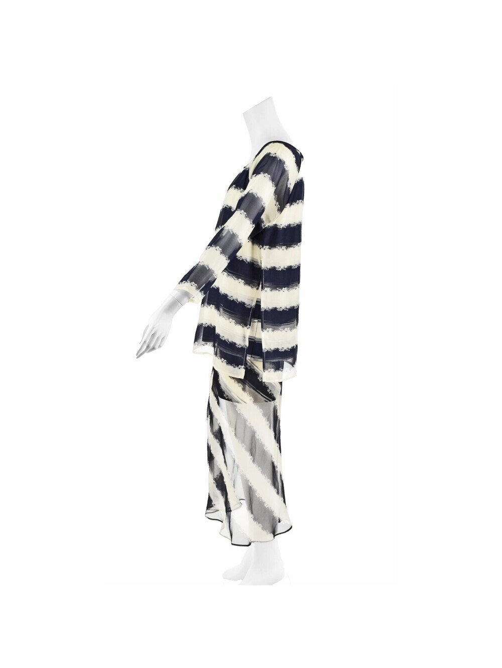 GIANFRANCO FERRÉ c.1999 Navy & White Striped Two-Piece Mini & Maxi Ensemble NWOT - Picture 5 of 13